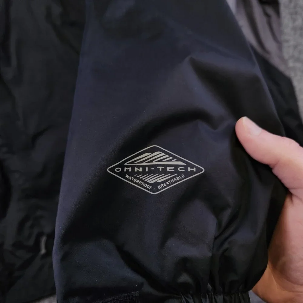 Columbia Men's Large Black & Gray Full Zip Windbreaker Jacket Mesh Lining Snap - Picture 11 of 16